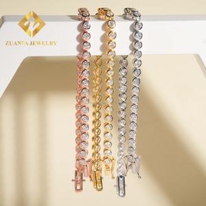 Popular <b>Women</b> 3mm 4mm Iced Out Hip Hop Jewelry S925 Silver Moissanite Diamond Bezel Setting Cluster Tennis Chain <b>Bracelet</b> - Product Image 3