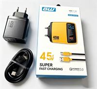 Cargador de Pared con Enchufe Europeo de 45 W para Teléfono Móvil, Carga Rápida Tipo C PD USB, con Cable USB C, Adaptador de Corriente USB-C de Carga Rápida de 45 W