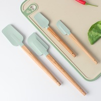 Spatule en silicone avec manche en bois, spatule de qualité alimentaire, grattoir pour gâteau, crème, beurre, mélange, cuisson à domicile