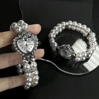Jam tangan gelang minimalis jam tangan kecil gelang kuarsa Mini Dial gelang mutiara elastis