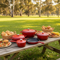 Ensemble de casseroles en fonte émaillée de haute qualité, antiadhésif, ensemble de casseroles en fonte, ensemble de cuisine, marmite en fonte