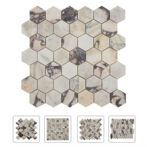 Centurymosaic vente en gros violet <span class=keywords><strong>blanc</strong></span> brun Calacatta alto 2 "hexagone <span class=keywords><strong>marbre</strong></span> pierre mosaïque <span class=keywords><strong>carrelage</strong></span> pour <span class=keywords><strong>douche</strong></span> mur sol décoration - Product Image 1