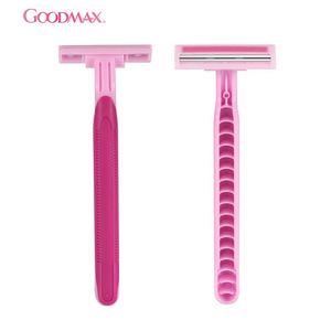 GoodMax – rasoir personnalisé avec poignée en caoutchouc rouge, rasoir de sécurité à double lame jetable pour femme - Product Image 1
