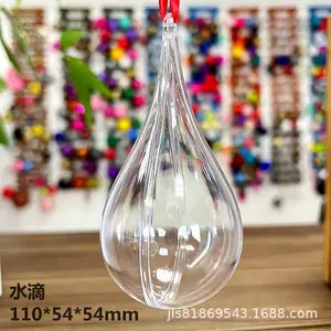Ornamento trasparente infrangibile palla artigianale di natale palla a goccia in plastica trasparente 2 parti fai da te (11cm) ornamenti in plastica riempibili