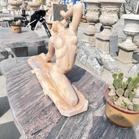 Sculpture en pierre érotique de femme nue, grande taille, en marbre rouge, sculptée à la main, pour la décoration