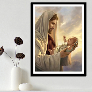 Pintura de Diamantes 5D de Jesús y el Niño, con Diamantes AB, Arte en Lienzo, Bordado de Diamantes para Decoración de Pared, Gran Venta - Product Image 2