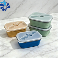 Boîte de rangement pliable pour aliments en silicone sans BPA, réutilisable et étanche, boîte à lunch bento