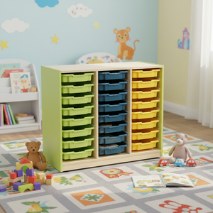 <span class=keywords><strong>Meuble</strong></span> de <span class=keywords><strong>rangement</strong></span> en bois moderne pour enfants <span class=keywords><strong>avec</strong></span> étagères et plateau en <span class=keywords><strong>plastique</strong></span> pour l'organisation des jouets de la maternelle - Product Image 1