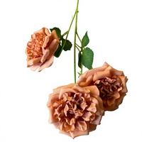 Roses artificielles Austin, 3 têtes, grandes tiges de roses pour la décoration du salon, aménagement paysager, bouquets de mariage