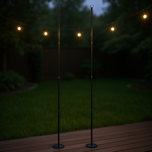 Poteaux lumineux en acier de 3 m pour l'extérieur, support de lampe suspendue pour patio, jardin, terrasse, mariage, fête - Product Image 2
