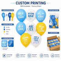 Ballons en latex imprimés pour la rentrée scolaire, bleus et jaunes, ballons de bienvenue pour la première journée scolaire, décoration pour la salle de classe et les fêtes scolaires