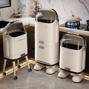 Creative Kitchen Tall Trash Can Rectangular Wheeled Large Capacity Indoor Use - Product Image 3