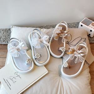 2025 été nouvelle mode filles sandales princesse anneau d'orteil respirant plat chaussures décontractées pour bébés tout-petits dos ouvert caoutchouc - Product Image 1