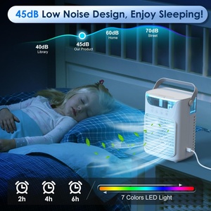 Ventilateur humidificateur portable <span class=keywords><strong>2</strong></span> en 1 3 vitesses de vent <span class=keywords><strong>Mini</strong></span> ventilateur de climatisation avec brume froide Minuterie <span class=keywords><strong>2</strong></span>/4/6H 7 lumières de couleur - Product Image 4