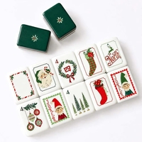 Set Mahjong Amerika Bertema Natal Santa Vintage Xmas Us Game Tiles untuk Hiburan dan Hadiah Liburan