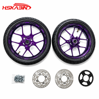 Jeu de roues CNC 14 pouces noir et violet MAG pour vélos électriques Tuttio EM5 RTR, Yozma Razor, Valtinsu In10 Pro X1, SparkM L