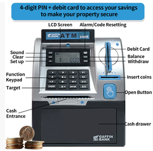 बच्चों के स्वचालित प्रेरण सिक्का रोलिंग-उच्च क्षमता वाले नकली इलेक्ट्रॉनिक फिंगरप्रिंट पासवर्ड बॉक्स वर्णगी बैंक - Product Image 5