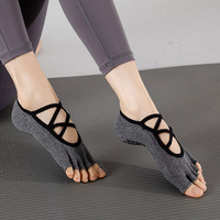 Chaussettes de yoga antidérapantes Bioserica Era Professional Pilates, chaussettes à cinq doigts à bout ouvert, chaussettes antidérapantes pour le sport en salle et la remise en forme