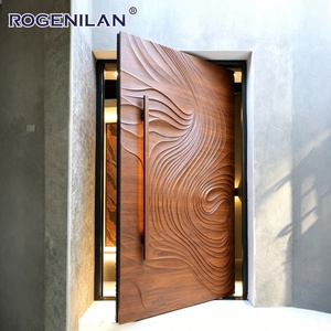 Puerta Principal de Entrada de Aluminio Tallada en 3D Minimalista Rogenilan, Puertas de Seguridad Exteriores Antirrobo para Villas - Product Image 6