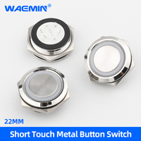 Interrupteur à bouton métallique étanche en acier inoxydable de 22mm avec anneau LED pour ascenseur IP67