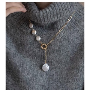 Collar de Perlas de Agua Dulce Barrocas Naturales para Mujer, Cadena Larga para Sudadera, Moda Otoño/Invierno - Product Image 1