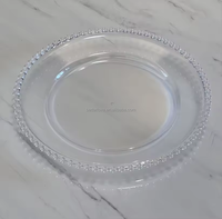 Plateau décoratif transparent en plastique Betterlove 13 pouces, style américain de luxe léger, pour mariage, hôtel, pâtisseries et collations à domicile, avec perles dorées