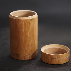 <b>Bamboo</b> Tea Canister Carbonized <b>Bamboo</b> Lid Sealed Storage Home Office Gift Craft Use - Product Image 2