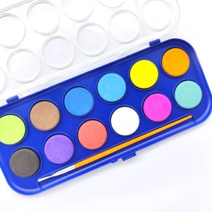 Professional 12-Color Water Color <b>Paint</b> <b>Set</b> with Case and Brush for Painting on Canvas and Paper - Product Image 1