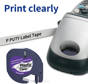 <span class=keywords><strong>Cintas</strong></span> de Etiquetas Transparentes de Plástico <span class=keywords><strong>Letratag</strong></span> Compatibles con <span class=keywords><strong>Dymo</strong></span> 16952 16951 12267 12268, 12 mm x 4 m, Negras sobre Transparente - Product Image 4