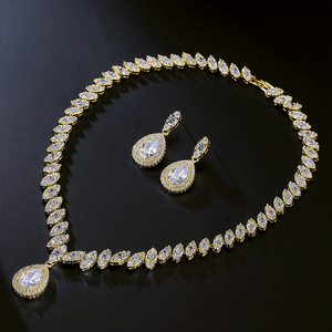 Rakol Sp057 Sang Trọng Teardrop Hình Dạng Nước Zircon Horse Eye CZ Vòng Cổ Bông Tai Trang Sức Set Dubai Đám Cưới Sang Trọng Phụ Nữ Trang Sức Set - Product Image 4