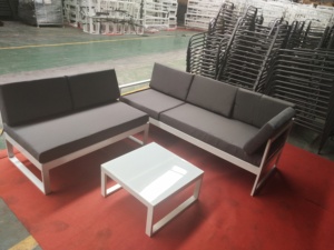 Ensemble de canapé d'angle en aluminium pour jardin extérieur en forme de L, 5 places, avec chaise longue réglable - Product Image 4