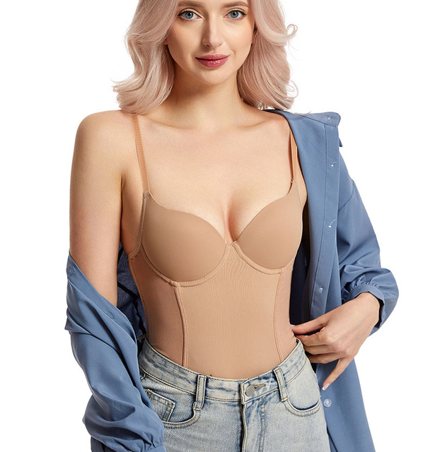 Wholesale Shaping Going Out T Shirt Bodysuit Scrunch Butt Belly Control Black Corset Bodysuit With Built in Bras