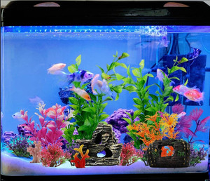 Usine 15 pièces ensemble d'accessoires d'aquarium en plastique <span class=keywords><strong>pour</strong></span> aquarium plantes aquatiques décoratives et résine de corail dans des sacs - Product Image 5