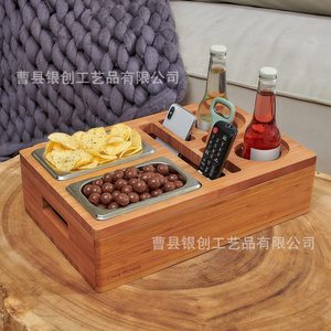 Wooden Compartmentalized <b>Storage</b> <b>Tray</b> With 4-7 Sections Rectangle Shape For Snack Fruit Dessert Serving Living Room Use - Product Image 4