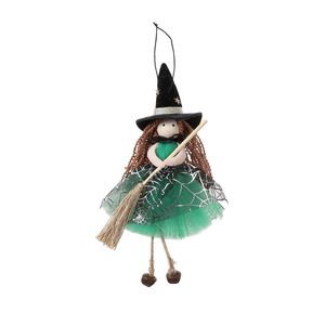 Dropshipping Shopify Halloween Mesh <b>Witch</b> Girl Angel Hanging Ornament With Bell Doll For Christmas Tree <b>Decor</b> - Product Image 3