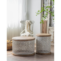 Table en fer forgé de conception blanche multi-tailles Décoration élégante pour la maison Petit mobilier Table basse ronde antique