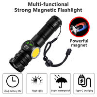 Linterna Táctica Láser Blanca Recargable con Banco de Energía, Zoom, Pantalla, Luz Lateral COB, Magnética, para Camping y Actividades al Aire Libre
