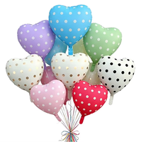 Ballon en aluminium mat à pois en forme de cœur de 18 pouces pour la décoration de mariage, de la rentrée scolaire et de la Saint-Valentin, écologique, vente en gros