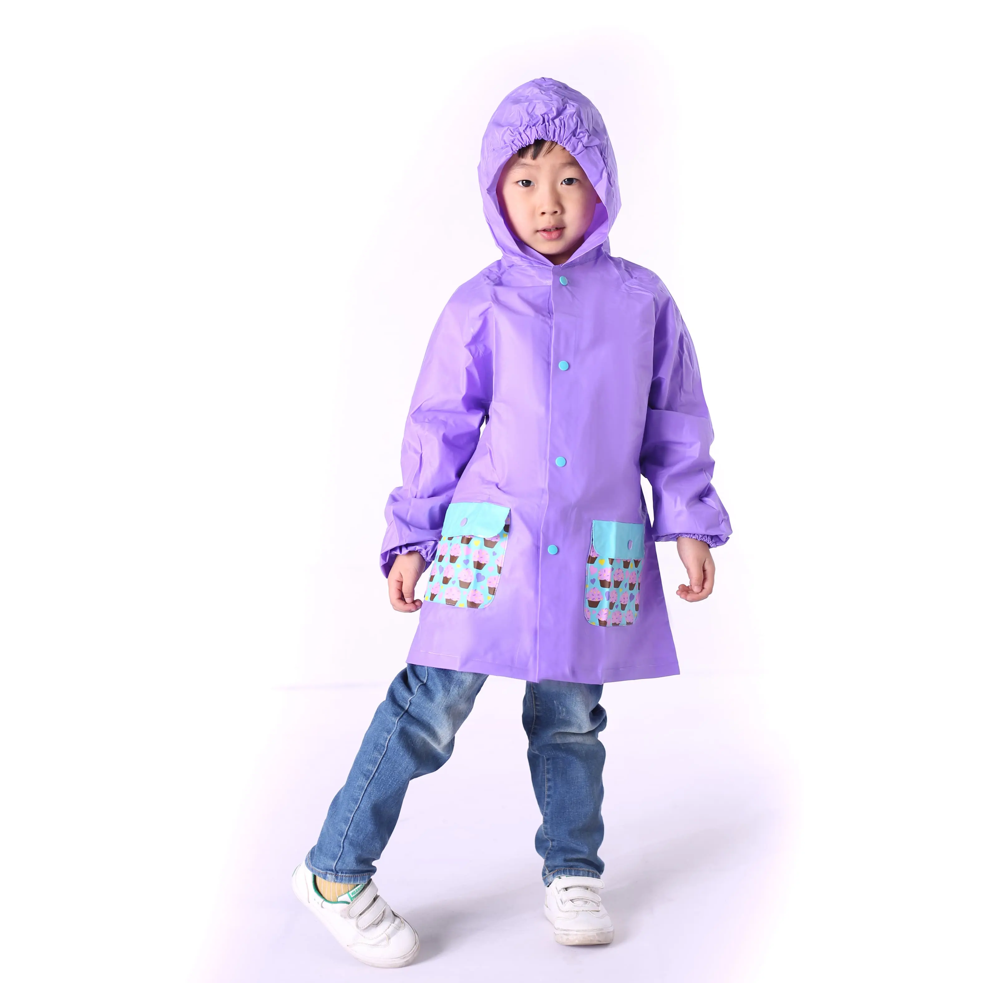 PVC enfants dessin animé haute visibilité mode imperméable EVA personnalisé enfants filles poche à capuche randonnée imperméable