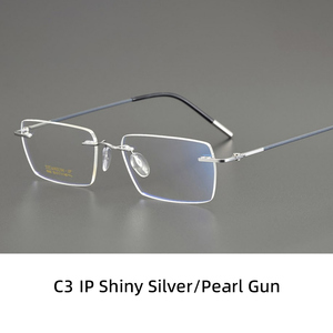 משקפי טיטניום B, משקפיים ללא מסגרת יוניסקס, תואמים לעדשות מרשם, מסגרת - Product Image 4