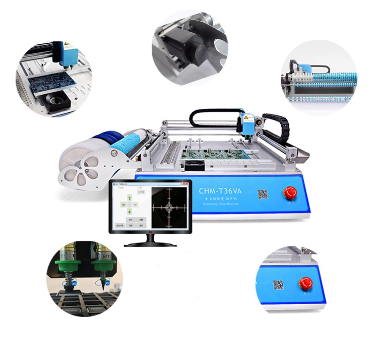 Small Desktop 2 Head Vision Feeder SMT Chip Mounter 300W
