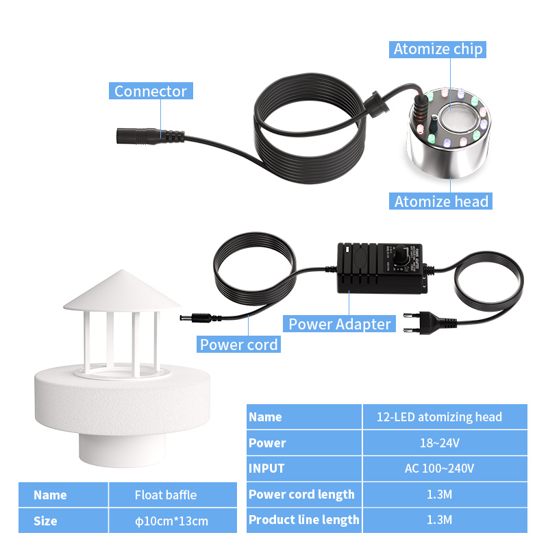 12 lampes + alimentation réglable + flotteur noir