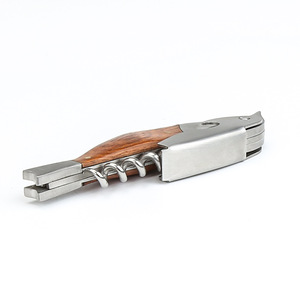 Factory wholesale new stainless steel multi-functional bottle opener with wooden handle for kitchens, <b>wine</b> opener, beer opener. - Product Image 3