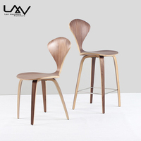 Chaises de salle à manger Norman Cherner en contreplaqué courbé plaqué noyer, design moderne, prêtes à être expédiées