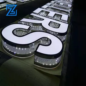 Insegna del negozio 3D acrilico + segnaletica aperta impermeabile in acciaio inossidabile off insegna al neon a LED lettere di canale a led logo 3D a LED per esterni