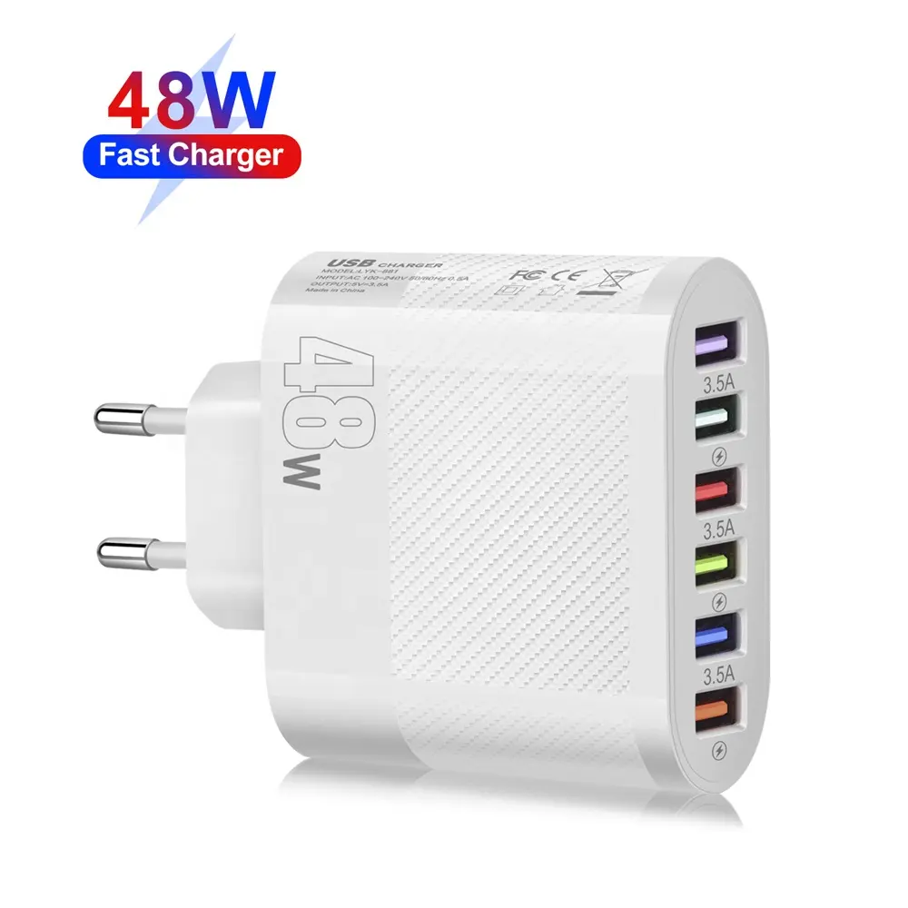 Hot Seller 3.1A 48W 6-Port USB-Wand ladegerät Universal-Schnell ladegerät EU/US/UK Plug Portable Mobile Charger