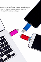 Flash Drive USB 3.0 Tipe-C Baru Antarmuka USB-A 8GB-256GB Logam Logo Kustom Kapasitas Asli 100% Garansi 24 Bulan