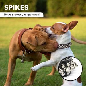 Collar Ajustable con Púas para Perros y Gatos, Correa de Cuello de Cuero PU Estilo Punk Anti-Mordidas, Equipo de Protección - Product Image 3