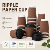 Vaso de Papel Ondulado Resistente a Altas Temperaturas con Base de Soporte Confiable para Cafeterías, Bares de Espresso y Comida para Llevar