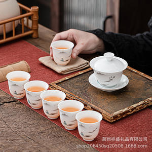 Juego de Té Kung Fu Dehua, Porcelana Blanca, Gaiwan, Taza de Té de Cerámica para Viaje, Regalo Empresarial, Juego Completo, Pequeño y Exquisito - Product Image 2